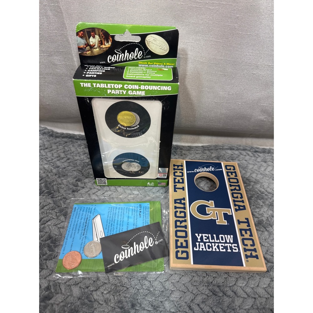 Coinhole Georgia Tech Yellow Jackets Tabletop Coin Bouncing Game NCAA Wood Board